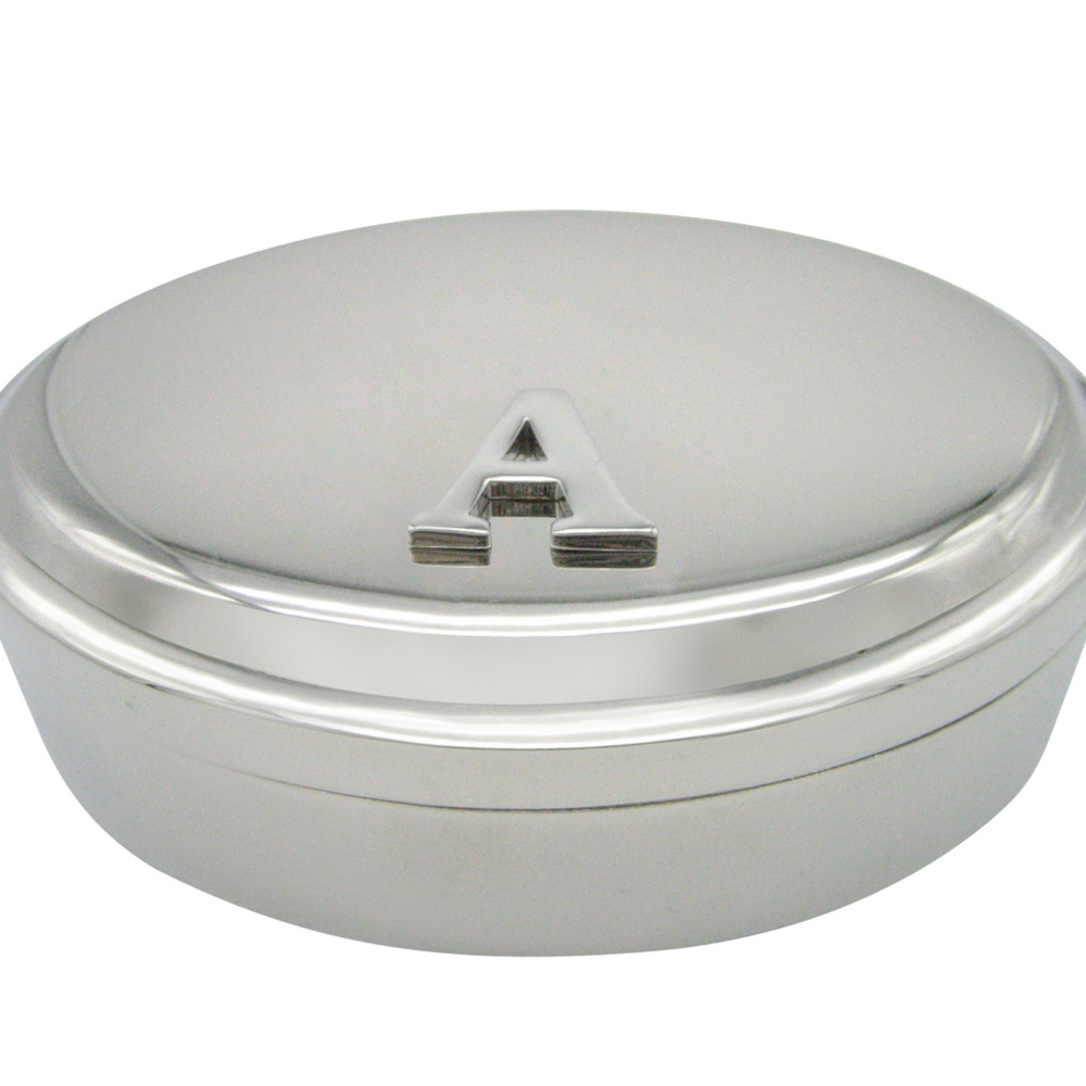 Letter A Monogram Oval Trinket Jewelry Box